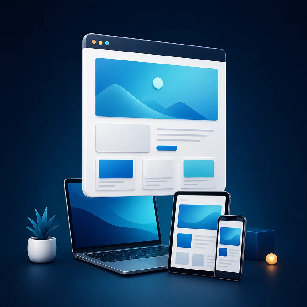 Webseite auf Computer, Tablet und Smartphone